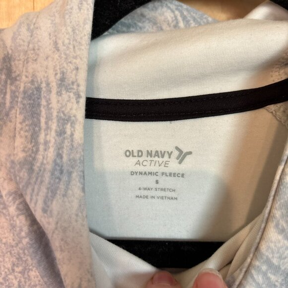 Old Navy Active Dynamic Fleece Pullover Hoodie S Small White Blue Swirl EUC - Picture 4 of 6